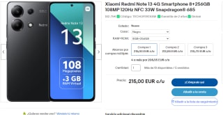 Xiaomi Redmi Note 13 4G de 8GB/256GB por 182,75€
