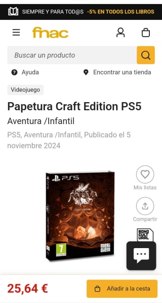 Papetura Craft Edition PS5 por 25,64€ (socios)