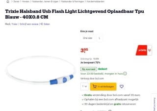 Korting bij Bol.com op Trixie Halsband Usb Flash Light