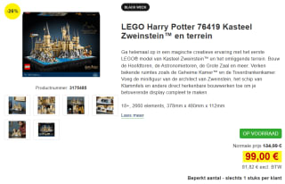 LEGO Harry Potter Kasteel Zweinstein en terrein (76419) voor €99 bij Proshop