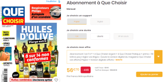 Abonnement magazine Que choisir papier 1 an à 56,70€