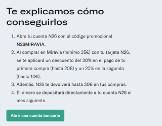 Ahorra hasta 60€ si te haces una cuenta N26 en Miravia