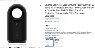 Cecotec Calefactor Bajo Consumo Ready Warm 8400 Bladeless Connected por 46,90€