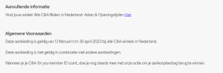 €10 korting bij besteding van €50 of meer bij C&A