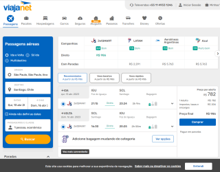 Voos para Santiago na ViajaNet - R$641