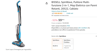 Bissel Spinwave elektrische dweil voor €99,99 bij Amazon.it