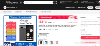 Smartphone 6.1" Google Pixel 7A - 128 Go à 331,23€