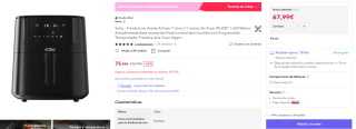 Solac Freidora de aire Léviter Digital 7 litros por 67,99€