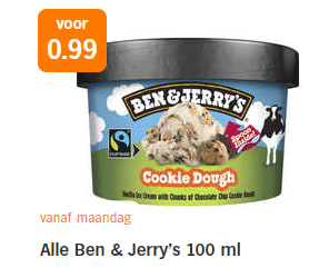 Alle Ben & Jerry's 100 ml voor €0,99 bij de AH