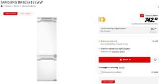 Inbouw koelvriescombinatie Samsung BRB26612EWW voor €642,93 na cashback bij MediaMarkt
