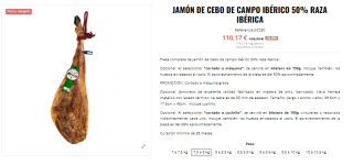 Jamón loncheado de Cebo de Campo 50% de 7,5kg por 110,17€