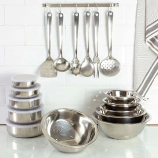 Conjunto de Tigelas + Potes + Utensílios em Inox de 17 peças da La Cuisine - R$ 249,99