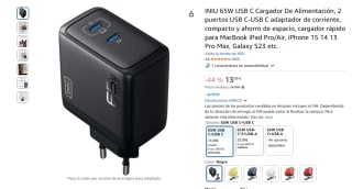 INIU 65W USB C Cargador De Alimentación, 2 puertos USB C-USB C adaptador de corriente por 13,99€