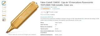 10 unidades Faber-Castell fluorescente metallic oro por 5,43€