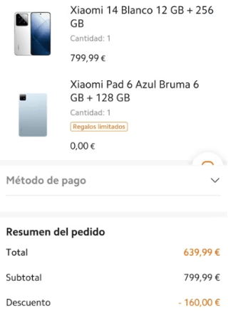 Xiaomi 14 de 12GB/256GB + Tablet Xiaomi Pad 6 por 639,99€