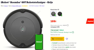 iRobot® Roomba® 697 Robotstofzuiger - Grijs voor €189 bij Bol.com