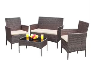 ALLINLIFE Conjunto muebles terraza sillones sofá y mesa ratán Muebles de patio por 109,72€ (Nuevos usuarios 65,83€)
