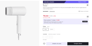 Secador de Pelo 1600W Xiaomi Compact Hair Dryer H101 por 9.6€