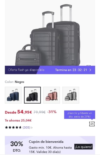 T-LoVendo Juego de 3 Maletas por 39,95€.