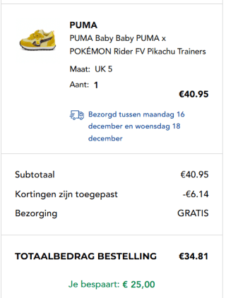 Puma Pokemon x Rider FV Kids Yellow sneakers voor €34,81 dmv code bij Secret Sales