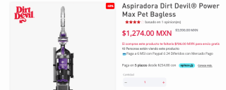 Aspiradora Dirt Devil por $1,274 en CV Directo México