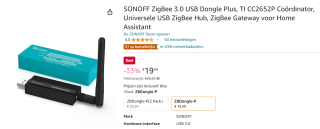 Sonoff Zigbee 3.0 USB Dongle voor €19,59 bij Amazon
