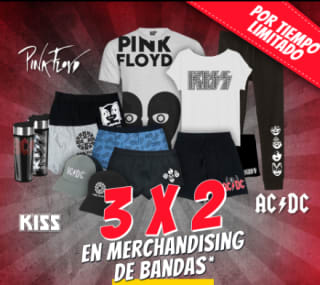 3x2 en camisetas y gorras de bandas música míticas.