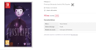 Videojuego Pinstripe para Nintendo Switch a 17,95€