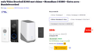 eufy Video Doorbell E340 met chime + HomeBase 3 S380 + Extra accu voor €269 bij Bol