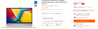 Portátil ASUS Vivobook Go 15 E1504FA-NJ1262W AMD Ryzen 5 7520U/16GB/512GB SSD/15.6" por 499€