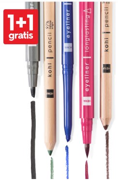 1+1 gratis op alle kohlpotloden en eyeliners bij HEMA