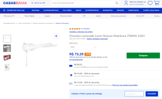 Chuveiro da Lorenzetti Loren Shower - R$ 73,29