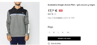 Sudadera para Hombre KAPPA Table Fleece Imagin Active Man por 17.99€