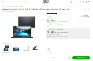 Notebook da Dell, modelo Inspiron de 15.6 polegadas - R$ 1.746,29