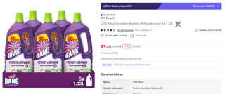 Cillit Bang limpiador Suelos y Antigrasa pack 5x 1,33L por 21,03€ (cuenta nueva por 12,61€)