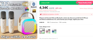 Máquina de Karaoke K12, Altavoz Bluetooth portátil con micrófono inalámbrico por solo 3,63€