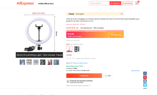 Anillo de luz de 10 pulgadas a tan solo 6,93€