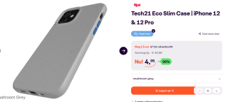 Tech21 Eco Slim hoesje voor iPhone 12 / 12 Pro - Mushroom Grey voor €4,95 bij Ibood