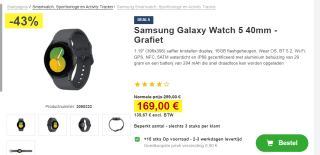 Samsung Galaxy Watch 5 40mm Grijs voor €169 bij Proshop