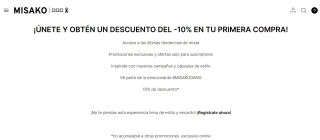 10% descuento para primera comppra desde Misako