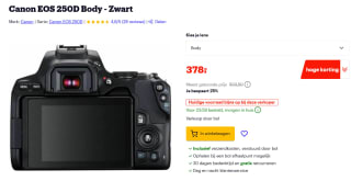 Canon EOS 250D Body - Zwart voor €378 bij Bol