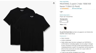 MUSTANG T-shirt met ronde hals- 2 pack voor €7,45 bij Amazon