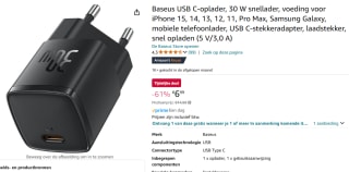 Baseus USB C-oplader, 30 W voor €6,99 bij Amazon