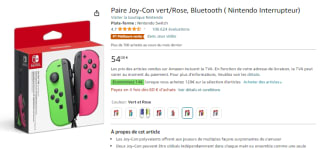 Paire de Joy-Con vert/Rose - Bluetooth à 54,08€