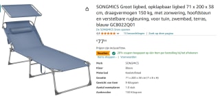 Songmics groot opklapbaar ligbed voor €62,39 bij Amazon