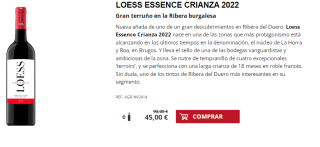 6 Botellas de Loess Essence Crianza 2022 por 35€