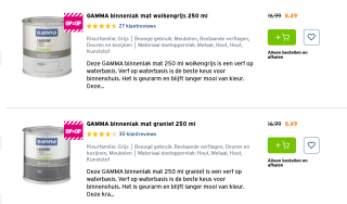 50% korting op geselecteerde binnen lak bij de Gamma