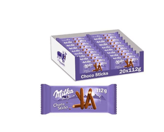 Pack 20 Milka Choco Sticks Palitos de Galleta Cubiertos de Chocolate con Leche de los Alpes 112g por 15,99€