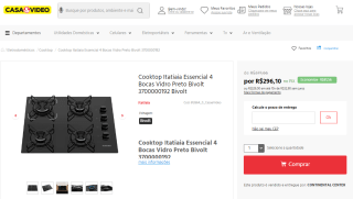 Cooktop da Itatiaia, modelo Essencial 4 Bocas - R$ 296,10