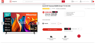 QLED 50" Hisense 50Q6N Smart TV 4K UHD por $289.990